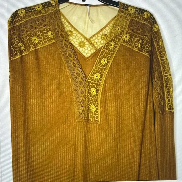 NWOT - Free People Lola Long Sleeve Mustard Colored Top Size XS P2P: 28 - Picture 4 of 15
